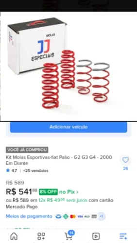 Molas esportivas palio G2 G3 G4