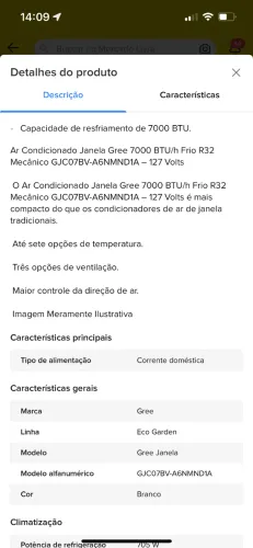 Ar condicionado gree 7000 BTU