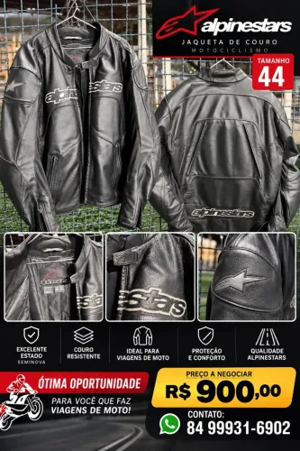 Jaqueta Alpinestars de Couro Original - Seminova - Tam. 44 - R$ 900,00