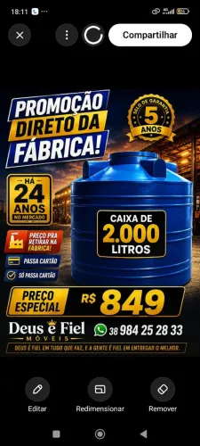Caixa d?Água 2.000 Litros R$849 | Polietileno | 5 Anos de Garantia