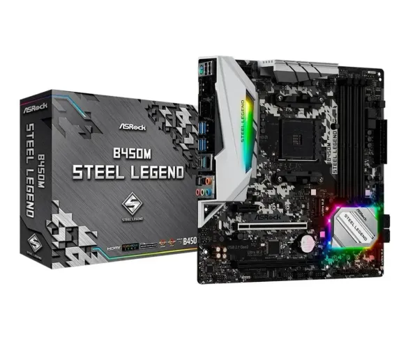 Placa-mãe ASRock B450M Steel Legend - Usada, em ótimo estado
