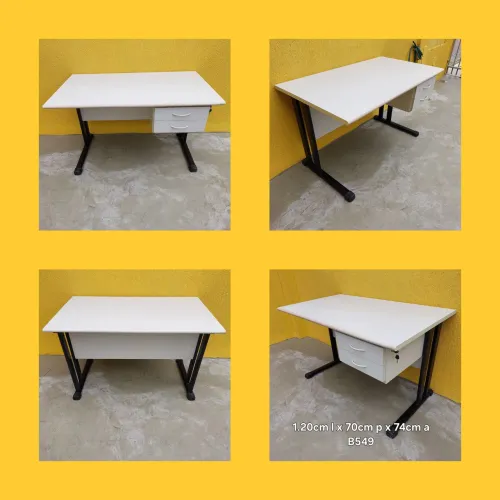 Mesa escritório branca 1.20x70 com gavetas 