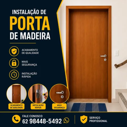 Instalação de porta de madeira profissional