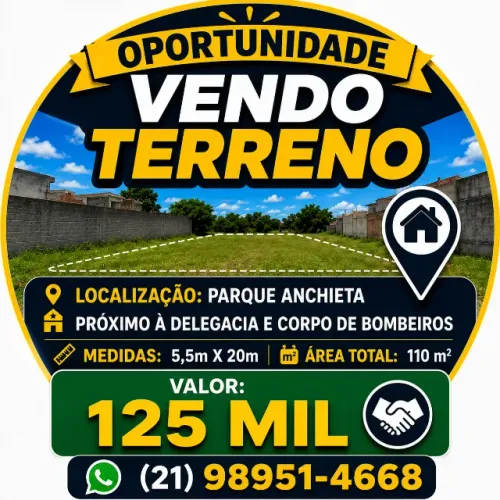 Vendo Terreno 5,5x20 em Parque Anchieta