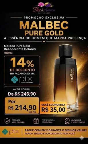 Malbec Pure Gold Colônia 100ml - O Boticário - Lacrado 
