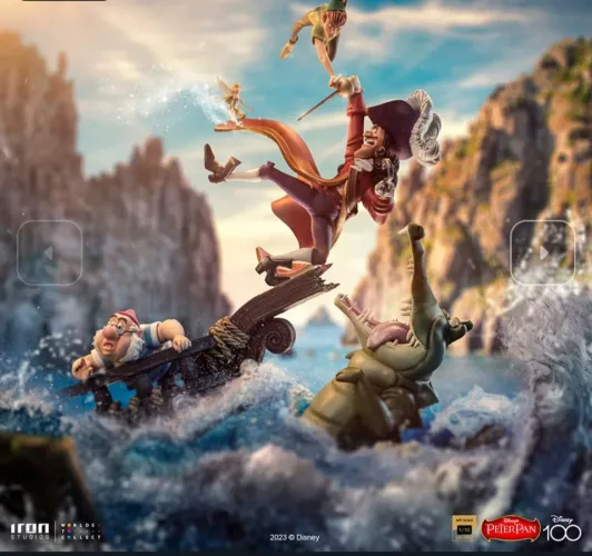 Peter Pan vs Capitão Gancho Deluxe Iron Studios Disney 100 anos