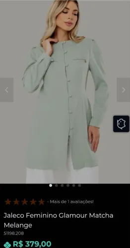 Jaleco Risco Fino Glamour Matcha - (GG)