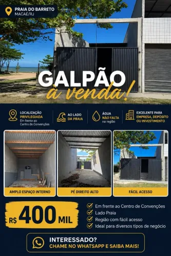 Galpão no Barreto, 175m², ótima localização para empresas offshore.