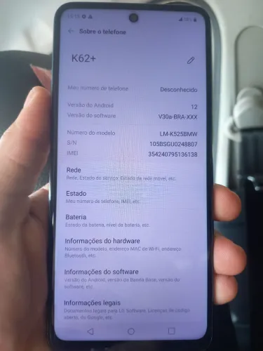 CELULAR LG K62+ 4 GB RAM 128 GB DE MEMORIA FUNCIONANDO PERFEITO