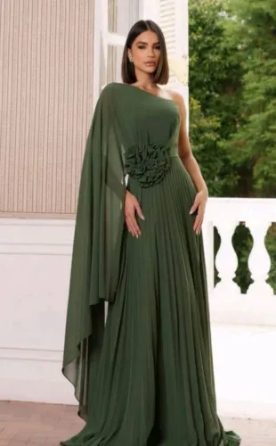 VESTIDO DE FESTA VERDE OLIVA