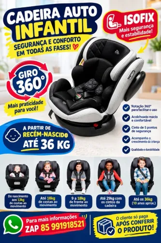 Cadeirinha de carro com giro 360 graus e isofix