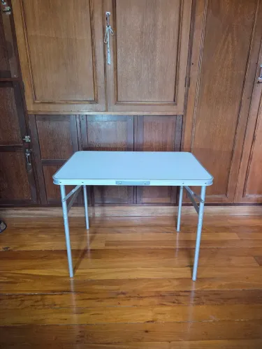 Mesa Dobrável De Alumínio Vira Maleta (Tampo Inteiro - Firme)