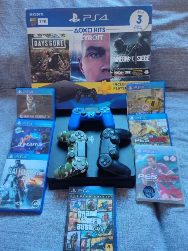 PS4 Slim 1TB completo (Troco por Drone)