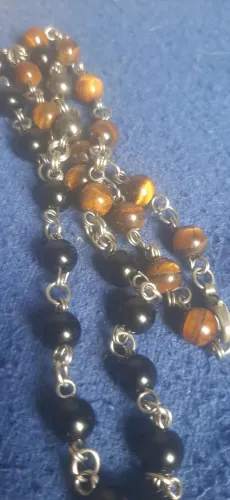 Cordão de pedras (onix,olho de tigre,hematita)