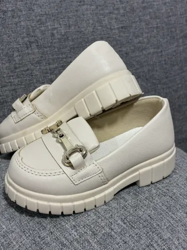 Mocassim Infantil Feminino Off White Tratorado Tam 21