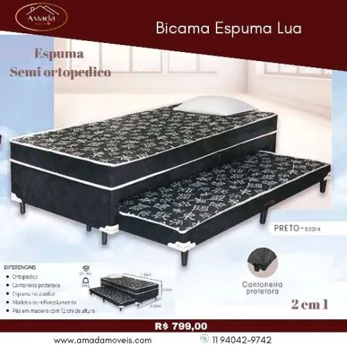 Bicama box espuma lua solteiro, à pronta entrega 