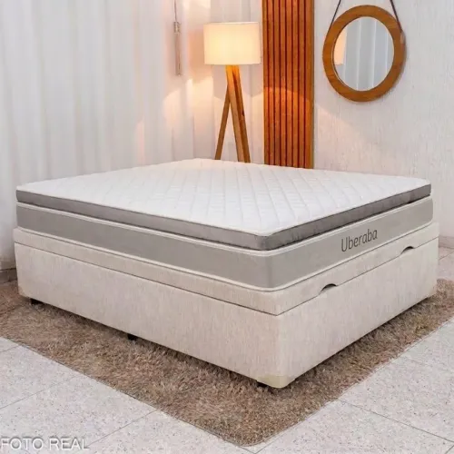 Colchão Casal Espuma Viscoelástica +Base Bau Blindado rf98
