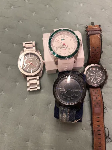 4 Relógios Originais Diesel + Lacoste + Reserva Revisados