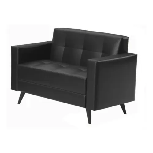 Sofá Escritório Roma 02 Lugares Corino Preto Conforto Elegante para Recepção 60041