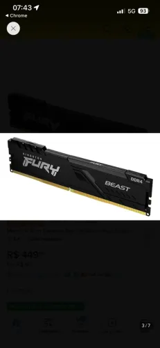 Memória RAM Fury 16gb (2x8gb) 2400Mhz