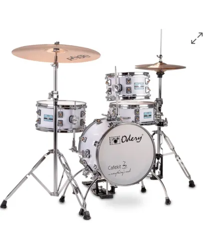 Bateria acústica Odery café-kit branca no case.