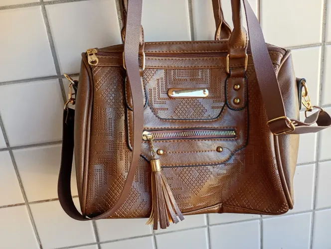 Bolsa Courino marrom transversal
