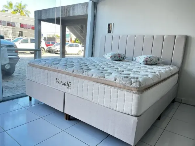 Última Peça! Cama Box King Size Nova Maxispuma Molas Ensacadas Muito Conforto, Completa!
