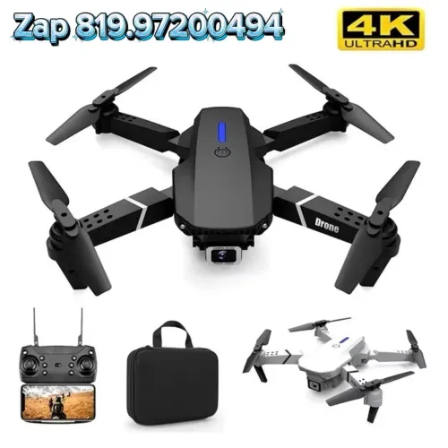 Drone E88 Dual Camera 4K Com 1 Bateria WI-FI PRETO NOVO