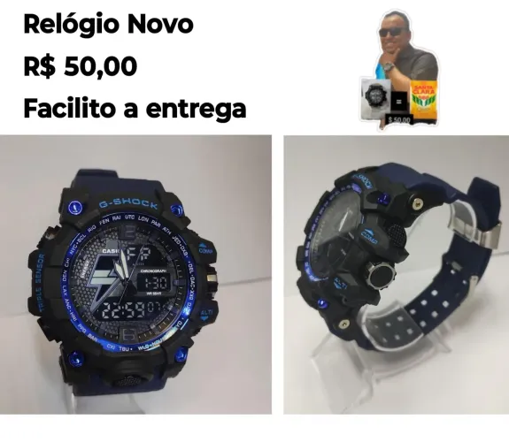 Relógio preto e azul novo
