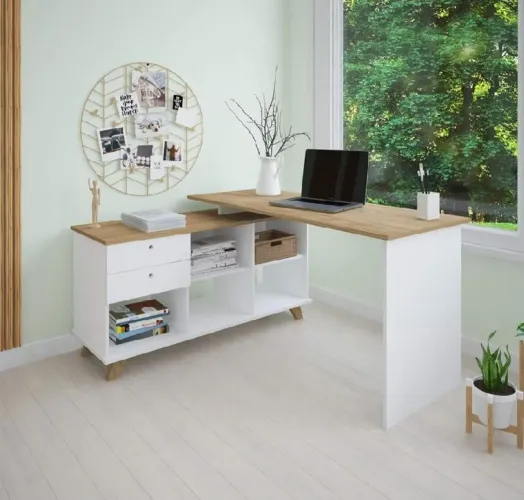 Mesa de Escritório em L MDF - Linda, Moderna e Funcional