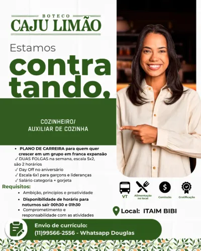 vagas para cozinheiro/auxiliar