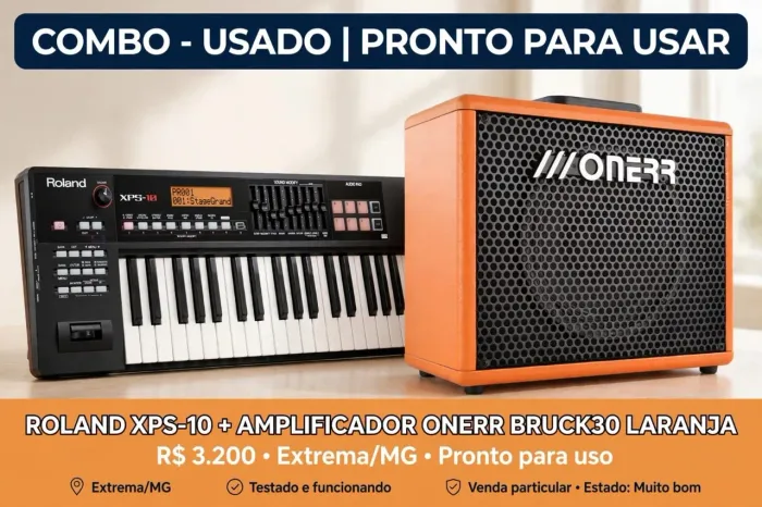 Kit teclado Roland xps10 + amplificador onerr 30w + suporte+ capa+ pedal de sustain.