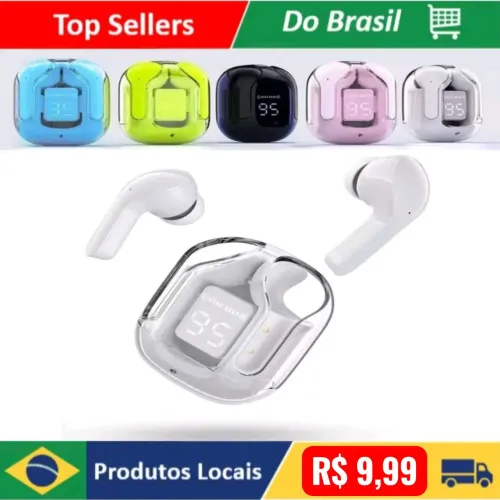 Fone de Ouvido TWS Bluetooth com Toque, Som HiFi 9D