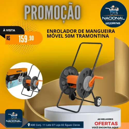 Enrolador de Mangueira Tramontina c/ Rodinha Resistente Prático Fácil Transporte
