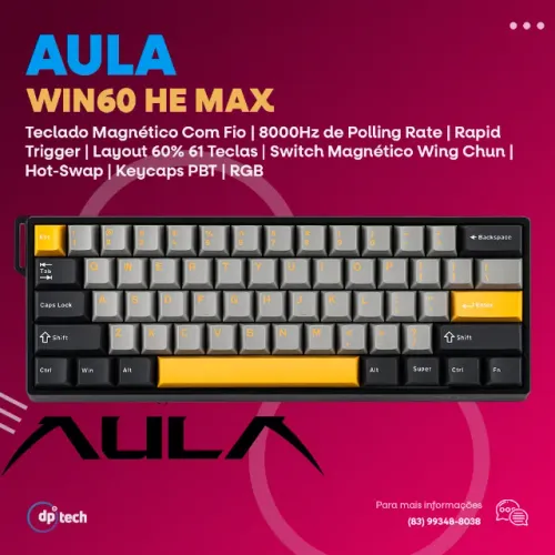 Teclado Magnético AULA WIN60 HE Max 8000Hz 60% | Switch Wing Chun -Entrega Grátis-