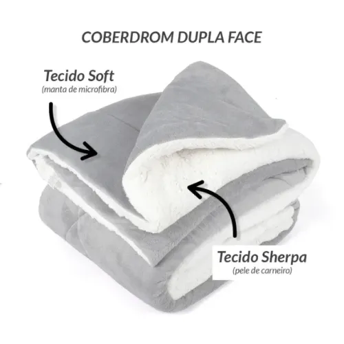 Cobertor Pele Carneiro Cobertor Queen Size Cinza Dupla Face