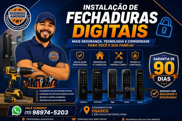 Instalação de fechaduras convencionais, digitais/eletrônicas