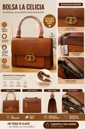 Bolsa de couro bege escuro