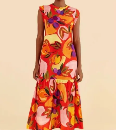Vestido regata vento de fruta farm- alto verão P/M