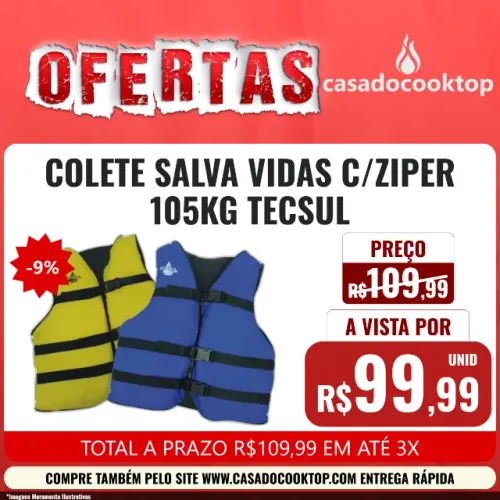 COLETE SALVA VIDAS C/ZIPER 105KG TECSUL 18821