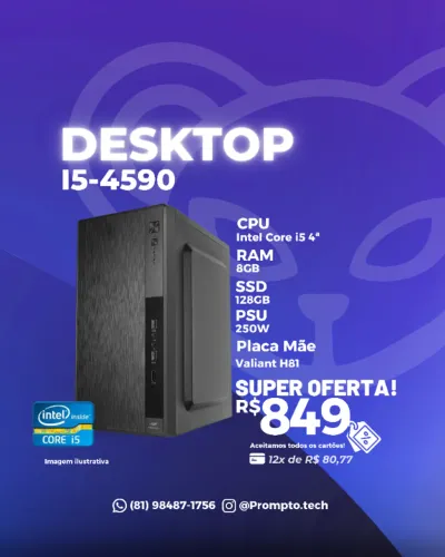  Computador i5 com mouse e teclado - ideal para trabalho e estudos
