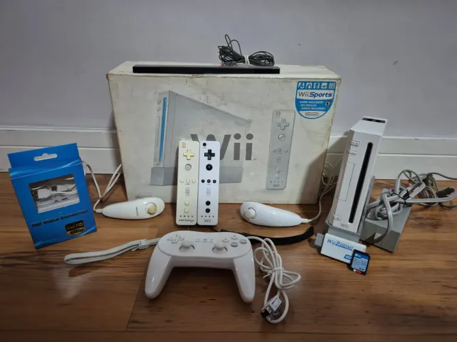 Nintendo Wii Desbloqueado Completo Na Caixa + HDMI + SD 32GB