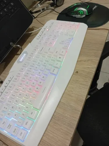 Teclado Gamer Redragon Harpe 2, Membrana, RGB, ABNT2, Full-Size, White, K503W-RGB V2