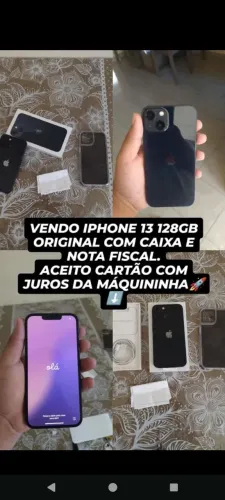 Vendo iPhone 13 128Gb, aceito cartão!