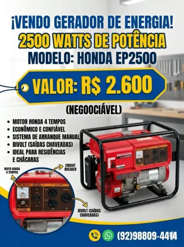 Vendo gerador Honda bivolt 2500w