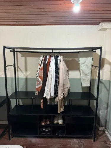 Guarda-roupa Closet Casal Preto Fosco com 2 gavetas