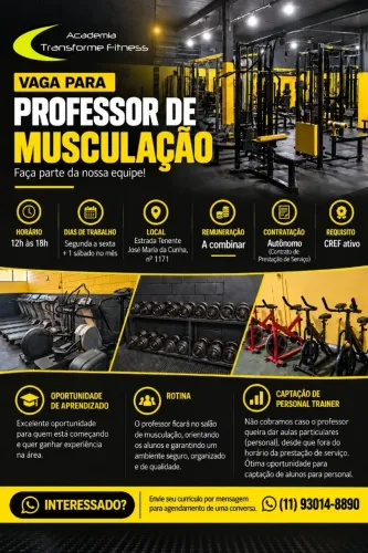 Professor de Salão - Musculação