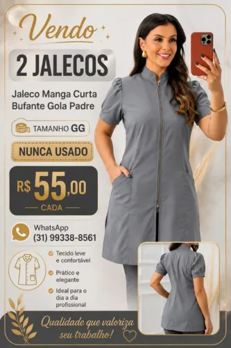 Jaleco manga curta e ziper