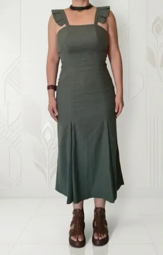 Vestido Midi Linho 38/40 Novo c/ Etiqueta