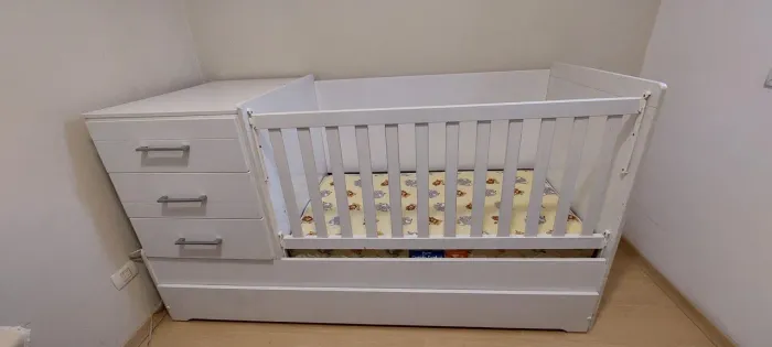 Berço americano 3x1 - berço, bicama e cama com escrivaninha + colchão do berço